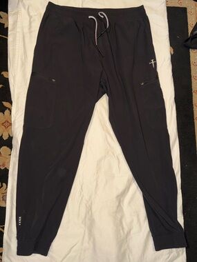 Three Nails Black Apex Joggers with Cross Logo - XL